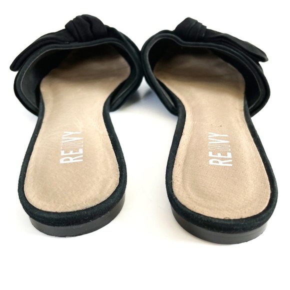 Renvy Amore Black Suede Mules Women's 6.5 Leather Slip On Flats Modern Casual - Picture 12 of 16
